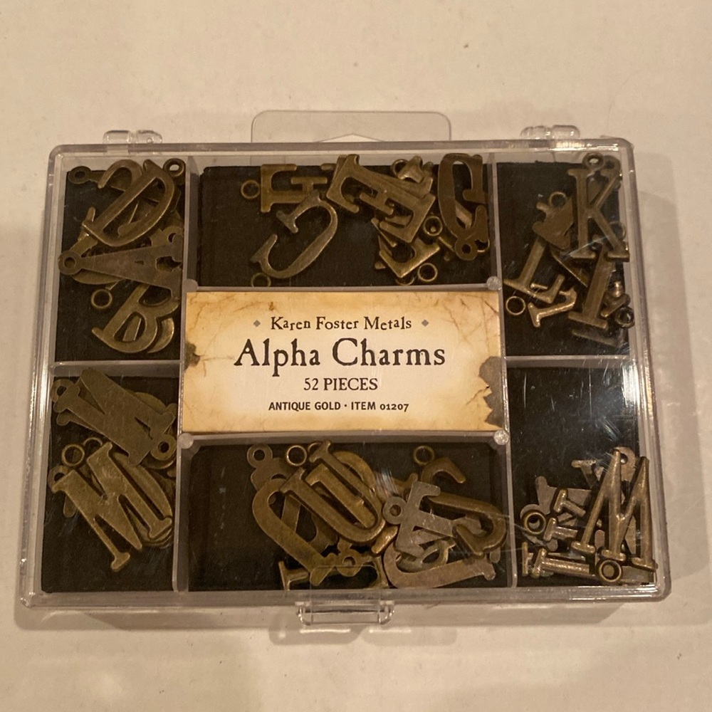 NWT Karen Foster Metals, Alpha Charms
